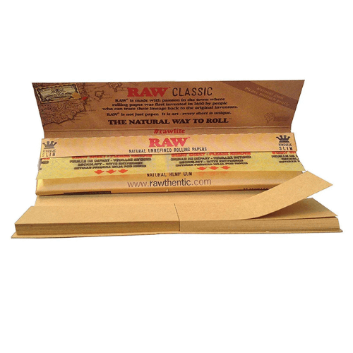 Raw Classic King Size Slim Natural Unrefined Rolling Papers Tips Green House