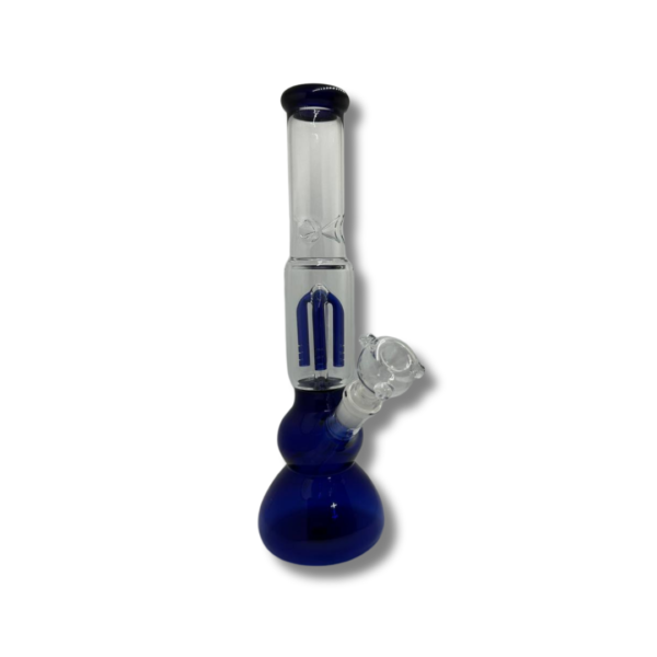 Bong de vidrio azul con atrapa-hielo de 28 cm
