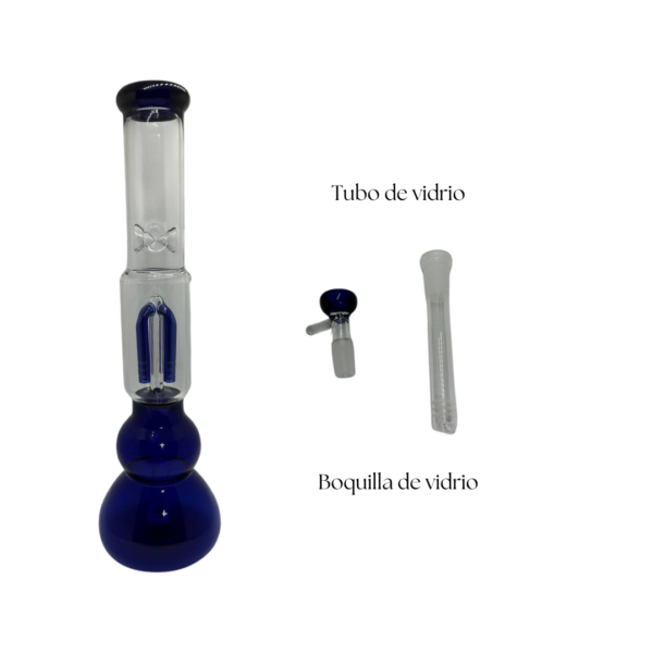Bong de vidrio azul con atrapa-hielo de 28 cm - Imagen 4