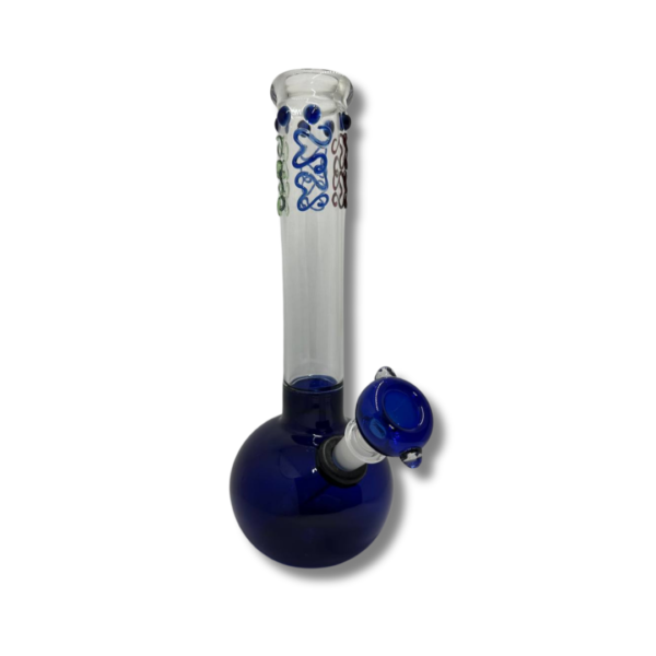 Bong de vidrio con acabado redondo color azul de 28 cm