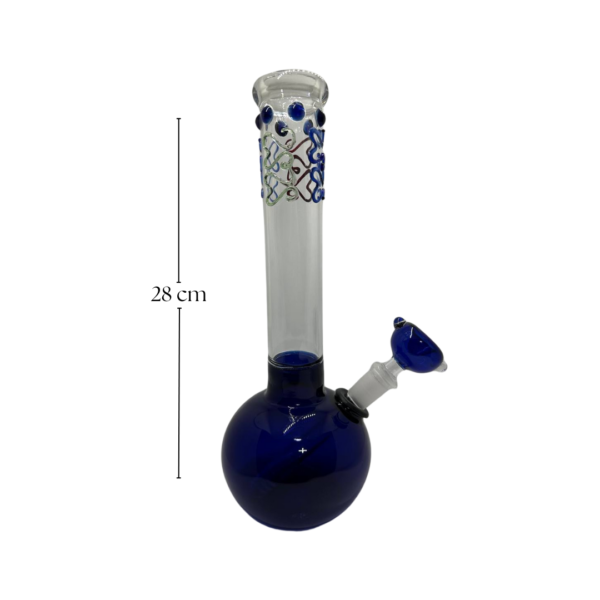 Bong de vidrio con acabado redondo color azul de 28 cm - Imagen 2