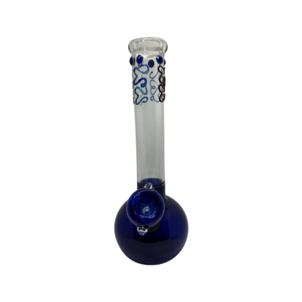 Bong de vidrio con acabado redondo color azul de 28 cm - Imagen 3