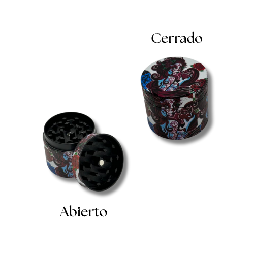 Grinder Metálico Calavera Catrina Guindo – 4 Piezas – Diseño 360° (Mini) - Imagen 5